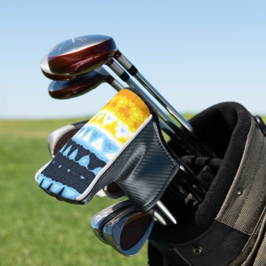 Boho Groovy Geometrisch Abstract AroAce Pride Flag Golfheadcover (Insitu)