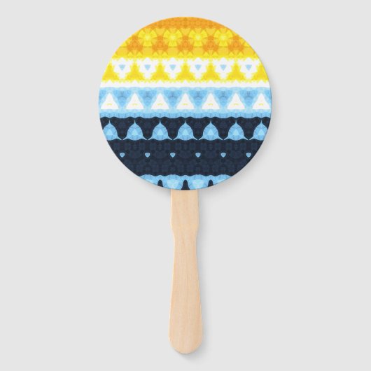 Boho Groovy Geometrisch Abstract AroAce Pride Flag Handwaaier (Achterkant)