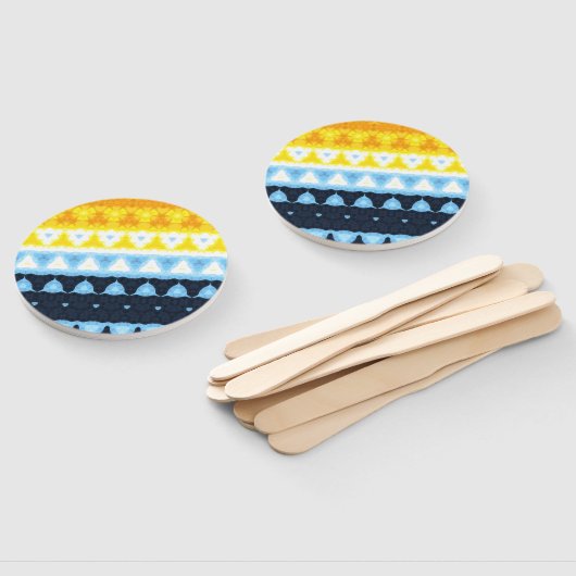 Boho Groovy Geometrisch Abstract AroAce Pride Flag Handwaaier (Niet-gemonteerd)