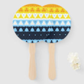 Boho Groovy Geometrisch Abstract AroAce Pride Flag Handwaaier (Voorkant en achterkant)