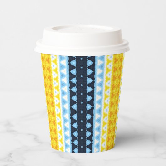 Boho Groovy Geometrisch Abstract AroAce Pride Flag Papieren Bekers (Links)