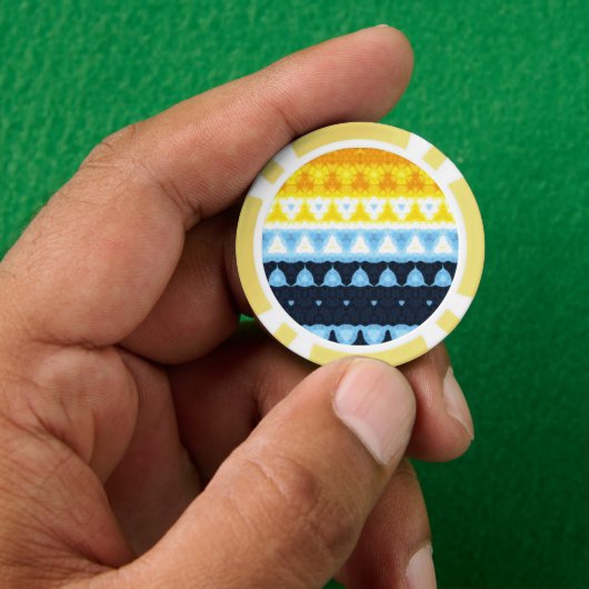 Boho Groovy Geometrisch Abstract AroAce Pride Flag Poker Chips (Hand)