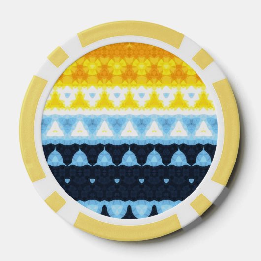 Boho Groovy Geometrisch Abstract AroAce Pride Flag Poker Chips (Achterkant)