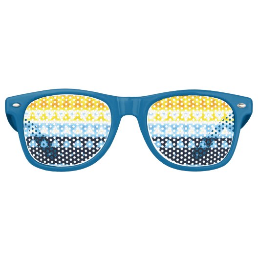 Boho Groovy Geometrisch Abstract AroAce Pride Flag Retro Zonnebril (Voorkant)