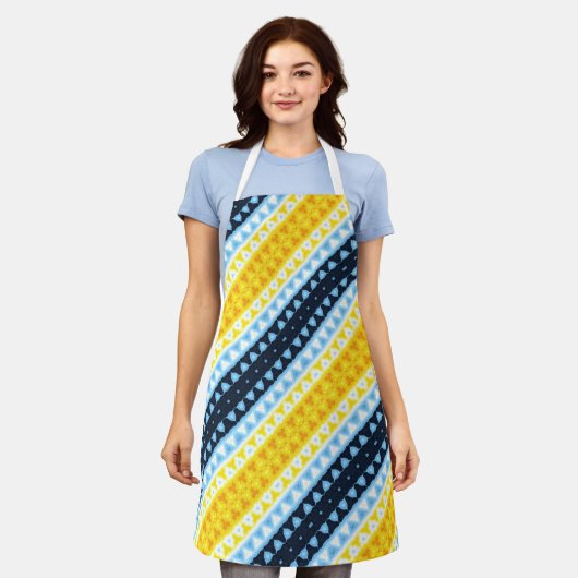 Boho Groovy Geometrisch Abstract AroAce Pride Flag Schort (Gedragen)