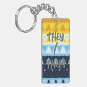 Boho Groovy Geometrisch Abstract AroAce Pride Flag Sleutelhanger (Voorkant Links)