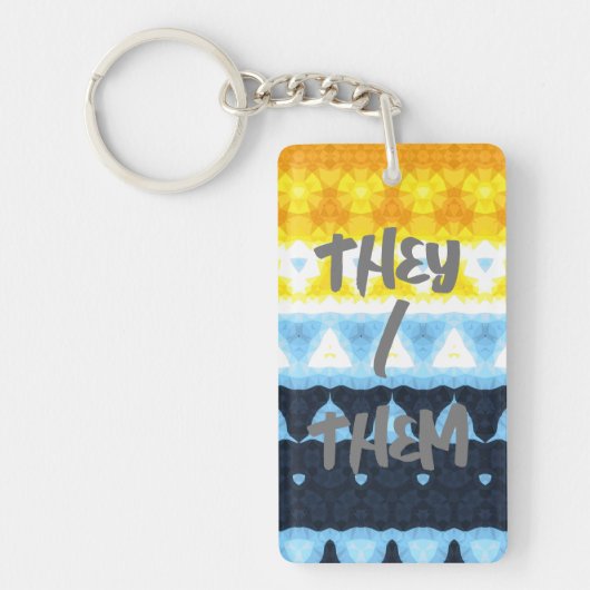 Boho Groovy Geometrisch Abstract AroAce Pride Flag Sleutelhanger (Voorkant)