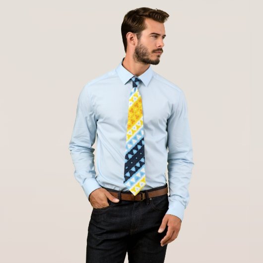 Boho Groovy Geometrisch Abstract AroAce Pride Flag Stropdas (In situ)