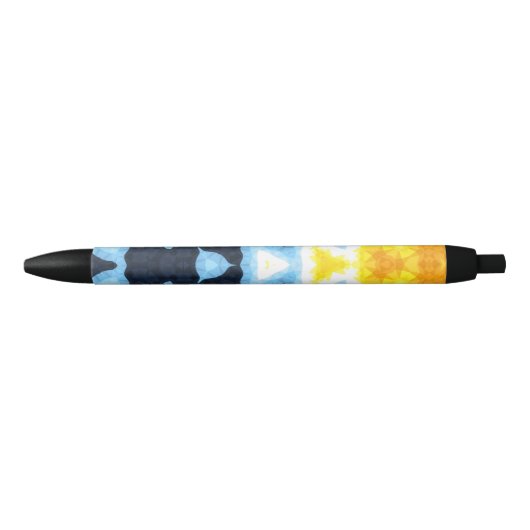 Boho Groovy Geometrisch Abstract AroAce Pride Flag Zwarte Inkt Pen (Voorkant)