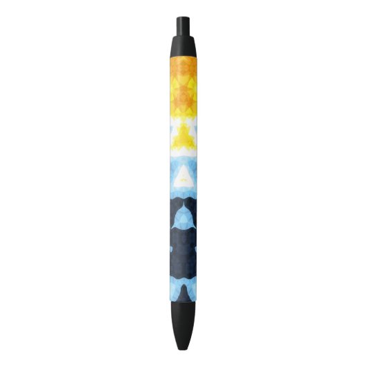 Boho Groovy Geometrisch Abstract AroAce Pride Flag Zwarte Inkt Pen (Voorkant Verticaal)