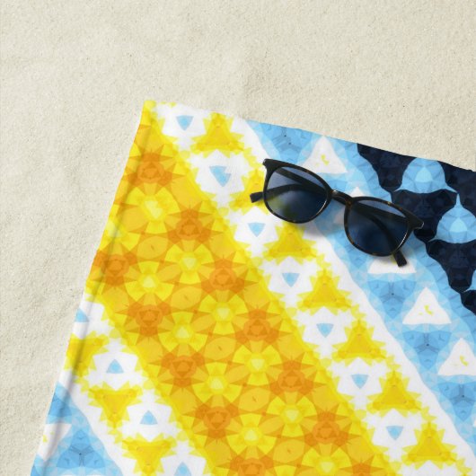 Boho Groovy Geometrisch Abstract AroAce Pride Vlag Strandlaken (In situ)