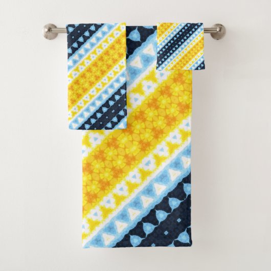 Boho Groovy Geometrische Abstracte AroAce Pride Vl Bad Handdoek (Insitu)