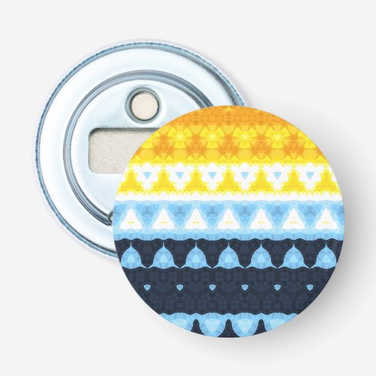 Boho Groovy Geometrische Abstracte AroAce Pride Vl Button Flesopener (Voorkant)