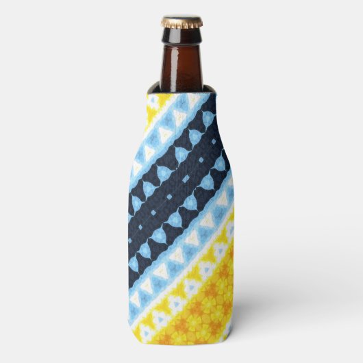 Boho Groovy Geometrische Abstracte AroAce Pride Vl Flesjeskoeler (Fles Voorkant)