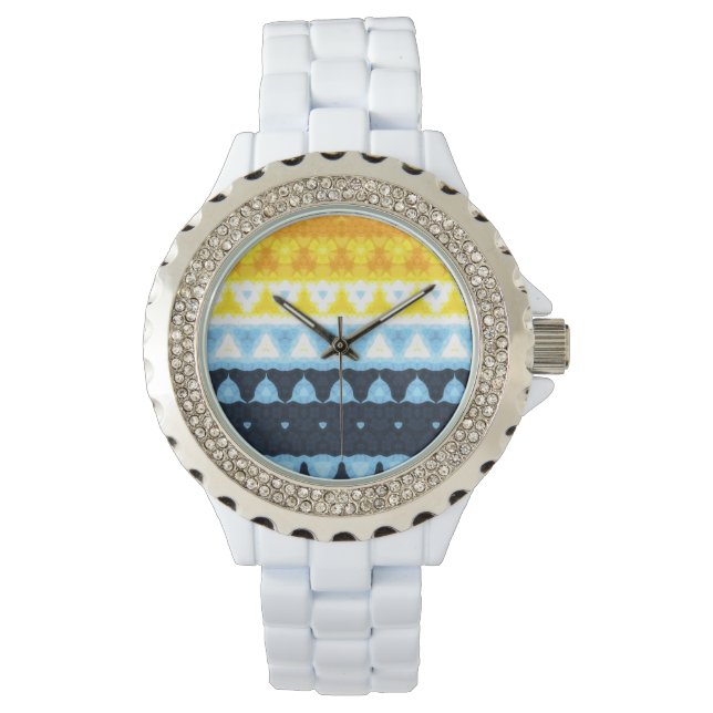 Boho Groovy Geometrische Abstracte AroAce Pride Vl Horloge (Voorkant)