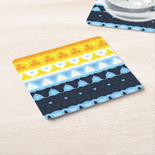 Boho Groovy Geometrische Abstracte AroAce Pride Vl Kartonnen Onderzetters (Schuin)