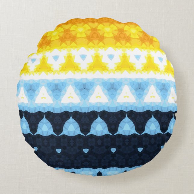 Boho Groovy Geometrische Abstracte AroAce Pride Vl Rond Kussen (Voorkant)