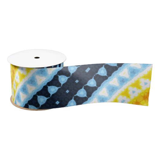 Boho Groovy Geometrische Abstracte AroAce Pride Vl Satijnen Lint (Spoel)