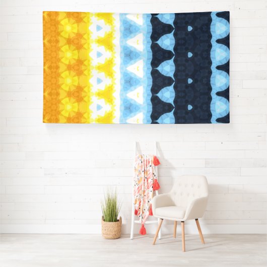 Boho Groovy Geometrische Abstracte AroAce Pride Vl Spandoek (Insitu)