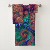 Boho Groovy Kleurrijke Jewel Tone Abstract Fractal Bad Handdoek (Insitu)