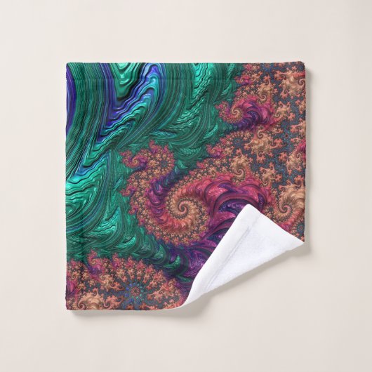 Boho Groovy Kleurrijke Jewel Tone Abstract Fractal Bad Handdoek (Wasdoekje)
