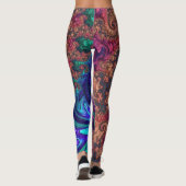 Boho Groovy Kleurrijke Jewel Tone Abstract Fractal Leggings (Achterkant)
