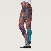 Boho Groovy Kleurrijke Jewel Tone Abstract Fractal Leggings (Links)