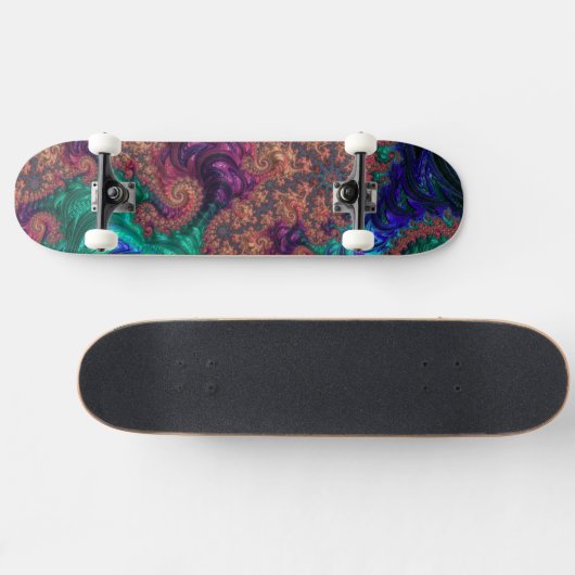 Boho Groovy Kleurrijke Jewel Tone Abstract Fractal Persoonlijk Skateboard (Horizontaal)