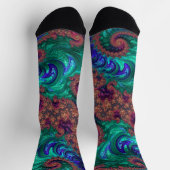 Boho Groovy Kleurrijke Jewel Tone Abstract Fractal Sokken (Top)