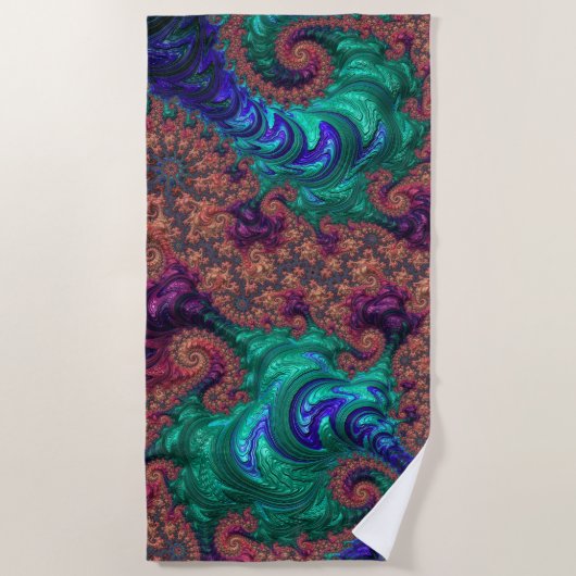 Boho Groovy Kleurrijke Jewel Tone Abstract Fractal Strandlaken (Voorkant)