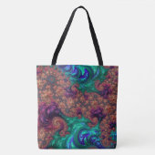 Boho Groovy Kleurrijke Jewel Tone Abstract Fractal Tote Bag (Voorkant)