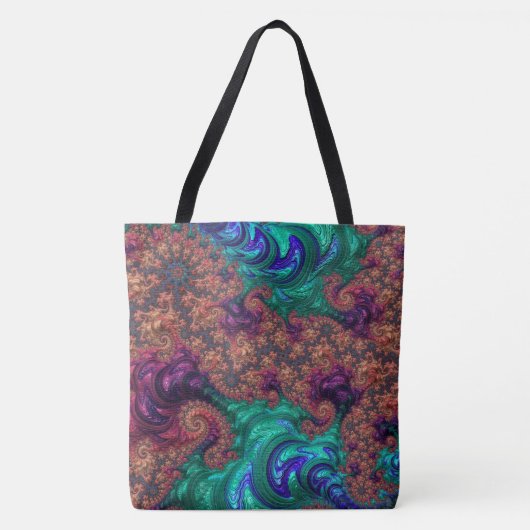 Boho Groovy Kleurrijke Jewel Tone Abstract Fractal Tote Bag (Voorkant)