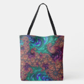 Boho Groovy Kleurrijke Jewel Tone Abstract Fractal Tote Bag (Achterkant)