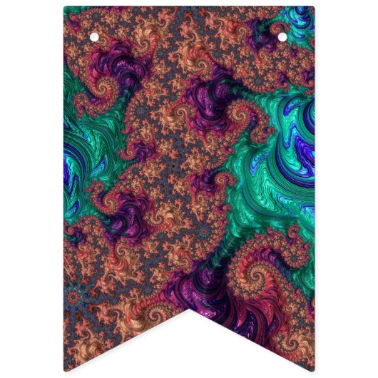 Boho Groovy Kleurrijke Jewel Tone Abstract Fractal Vlaggetjes (Derde vlag)