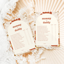 Boho Groovy mama of papa Baby shower spel Kaart