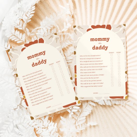 Boho Groovy mama of papa Baby shower spel Kaart
