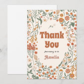 Boho Groovy Meadow Wildflower Baby shower Bedankkaart (Voorkant / Achterkant)