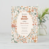 Boho Groovy Meadow Wildflower Baby shower Kaart (Staand voorkant)