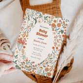 Boho Groovy Meadow Wildflower Baby shower Kaart
