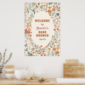 Boho Groovy Meadow Wildflower Baby shower Welkom Poster (Keuken)