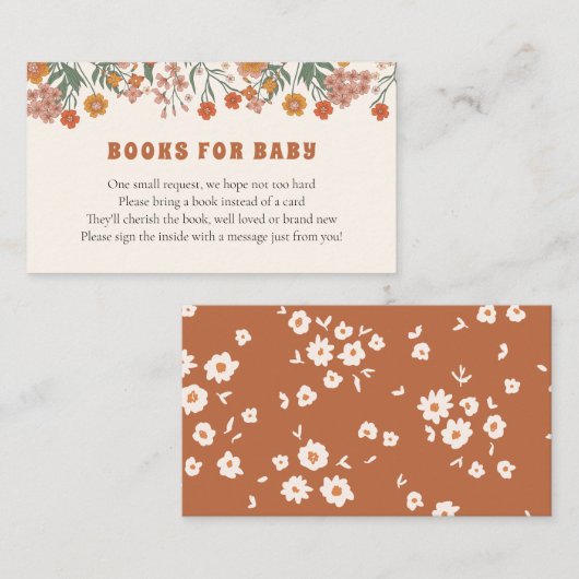 Boho Groovy Meadow Wildflower Boeken voor Baby Informatiekaartje (Voorkant / Achterkant)