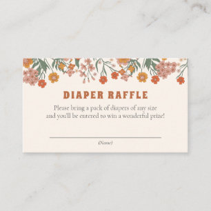 Boho Groovy Meadow Wildflower Luier Raffle Ticket Informatiekaartje