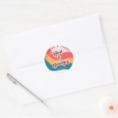 Boho Groovy Retro 70s Wedding Love and Bedankt Ronde Sticker (Envelop)