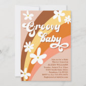 Boho Groovy Retro Daisies Regenboog Baby shower Kaart (Voorkant)