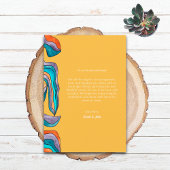 Boho Groovy Retro Geel Sinaasappel Typografie Wavy Bedankkaart