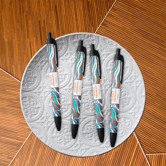 Boho Groovy Retro Typografie Golfvormige Bruidsdou Zwarte Inkt Pen