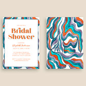 Boho Groovy Retro Typografie Golvende Bruidsdouche Kaart