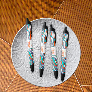 Boho Groovy Retro Typografie Golvende Bruidsdouche Zwarte Inkt Pen
