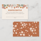 Boho Groovy Weide Wilde Bloem Luier Raffle Ticket Informatiekaartje (Voorkant / Achterkant)