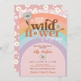 Boho Groovy Wilde Bloem Baby Shower Uitnodiging